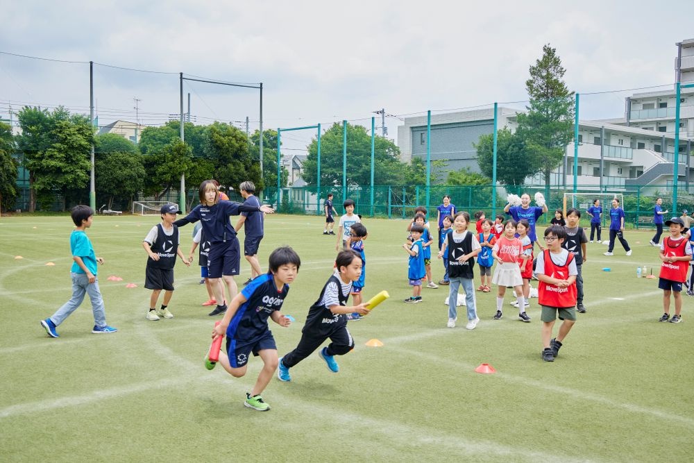 4種目体験後には、全員でリレーにも挑戦